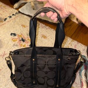 Black Coach Kyra Daisy Tote Handbag Purse F18844